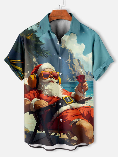 Men's Christmas Funny Graphic Short Sleeve Hawaiian Shirt